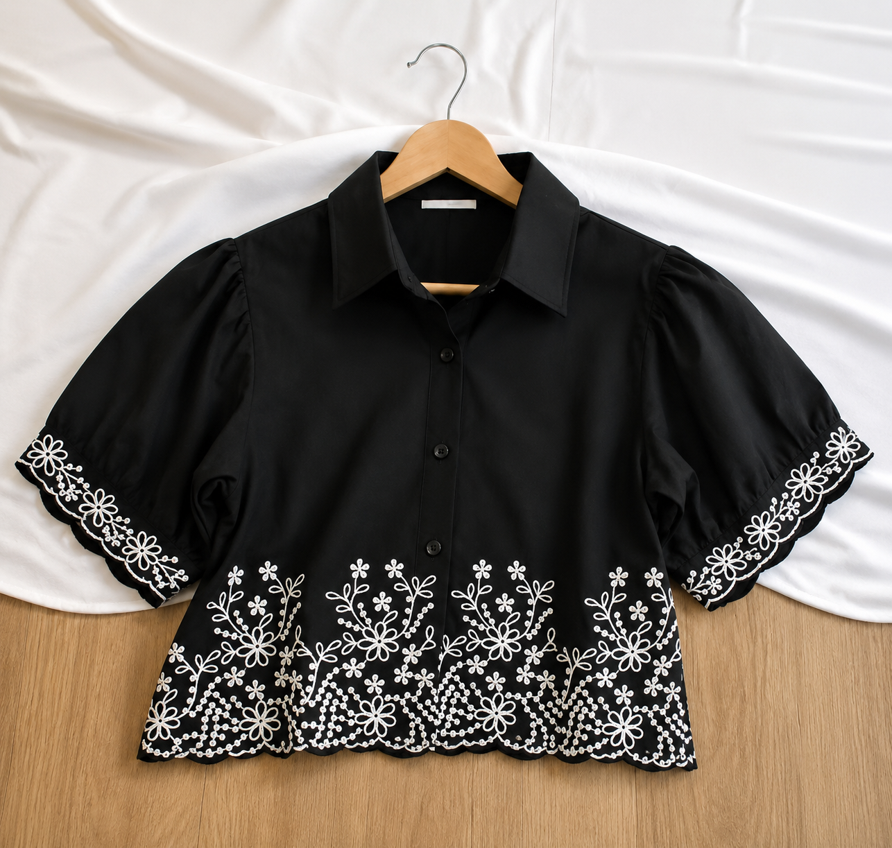 Women's Premium Black Embroidered Shirt Top