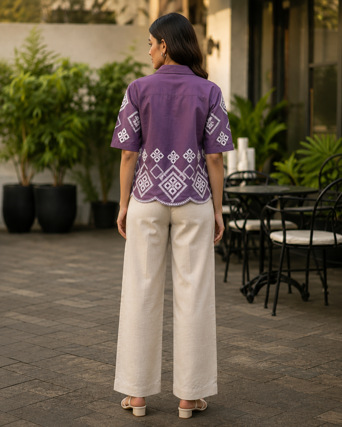 Women's Premium Lavender Embroidered Shirt Top
