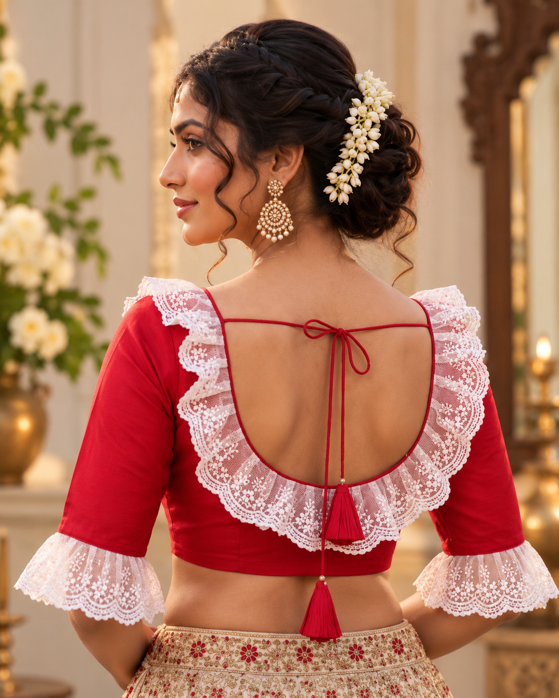 Bengali-Inspired Cotton Red Khadi Saree
