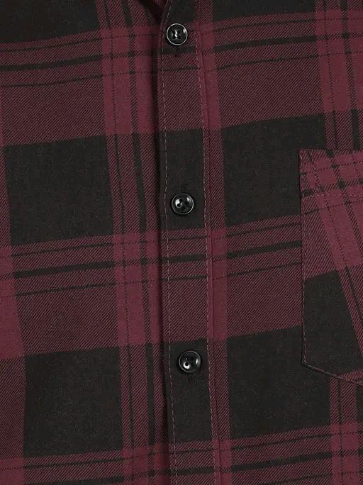 Premium Maroon & Black Checkered Cotton Shirt