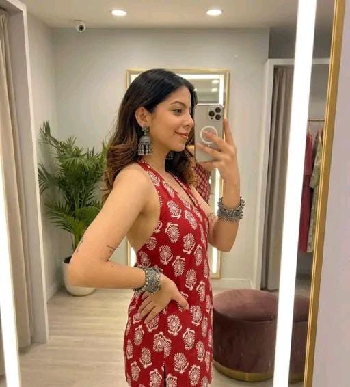 Red Printed Halter Kurti