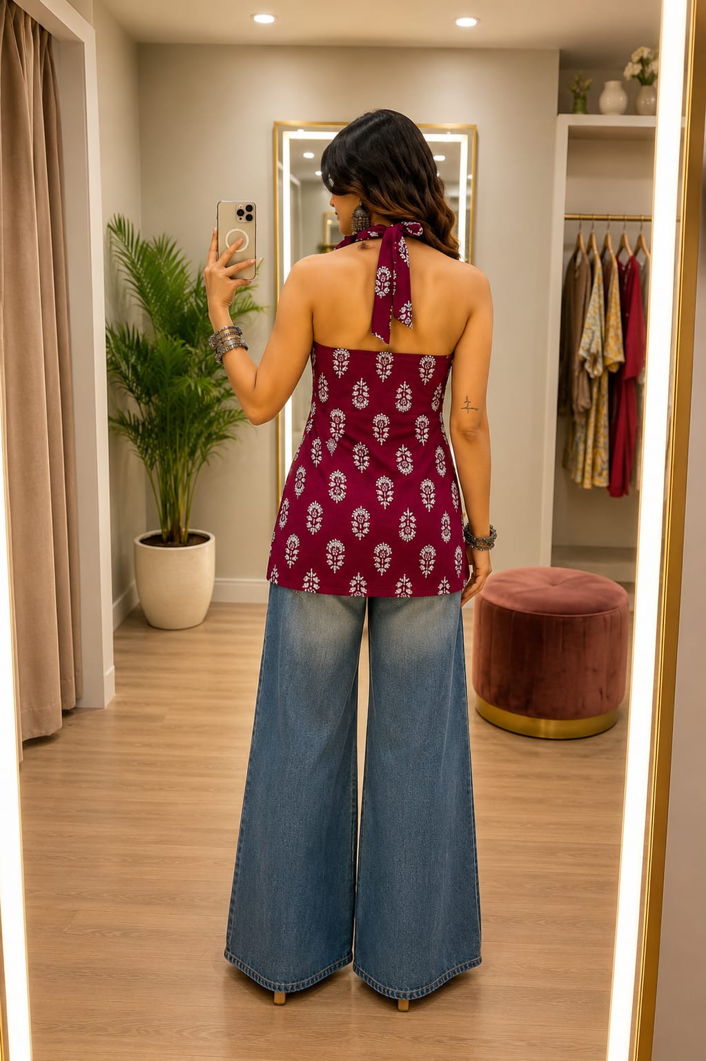 NEW ARRIVAL | Maroon Halter Neck Cotton Top