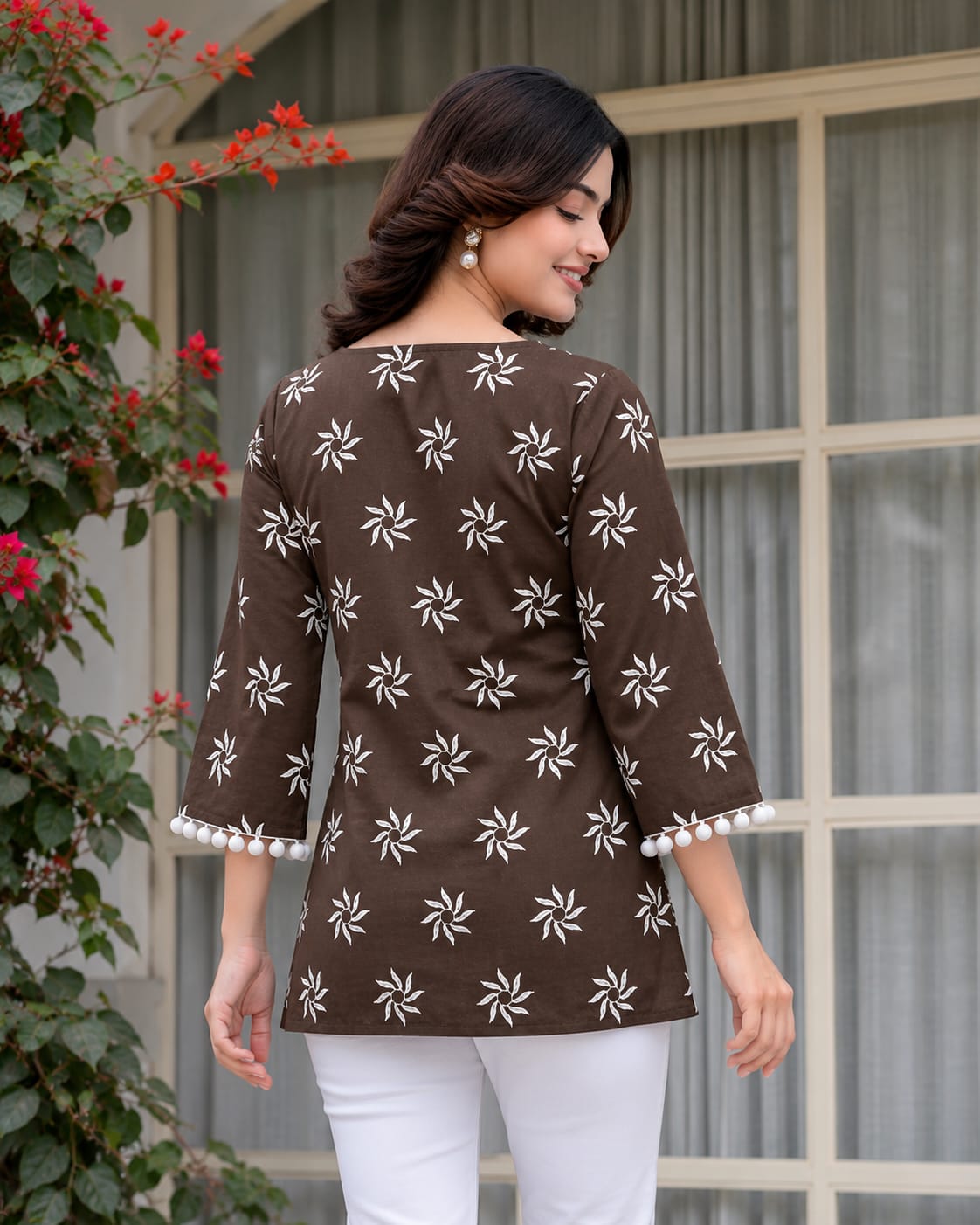Premium Brown Cotton Designer Kurti