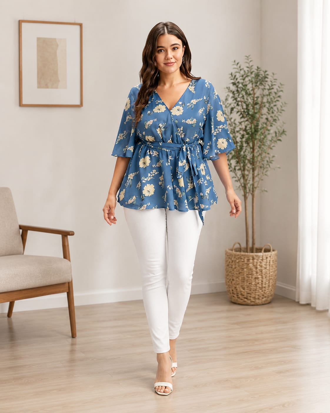 NEW ARRIVALS | Blue Floral Wrap Peplum Top