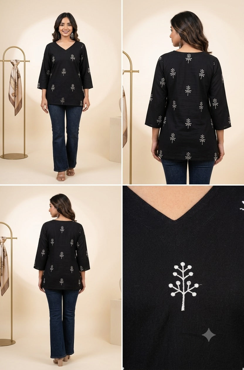Midnight Elegance Printed Top