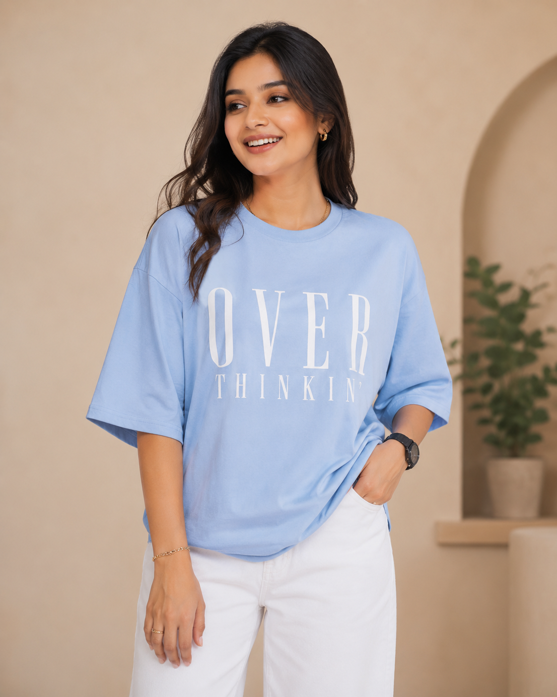 Premium Oversized “OVER THINKING’” Cotton Tees