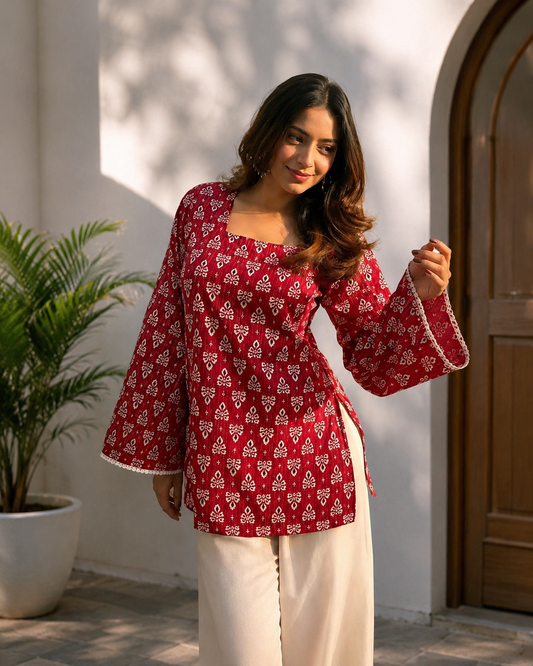 Women’s Premium Floral Short Kurti
