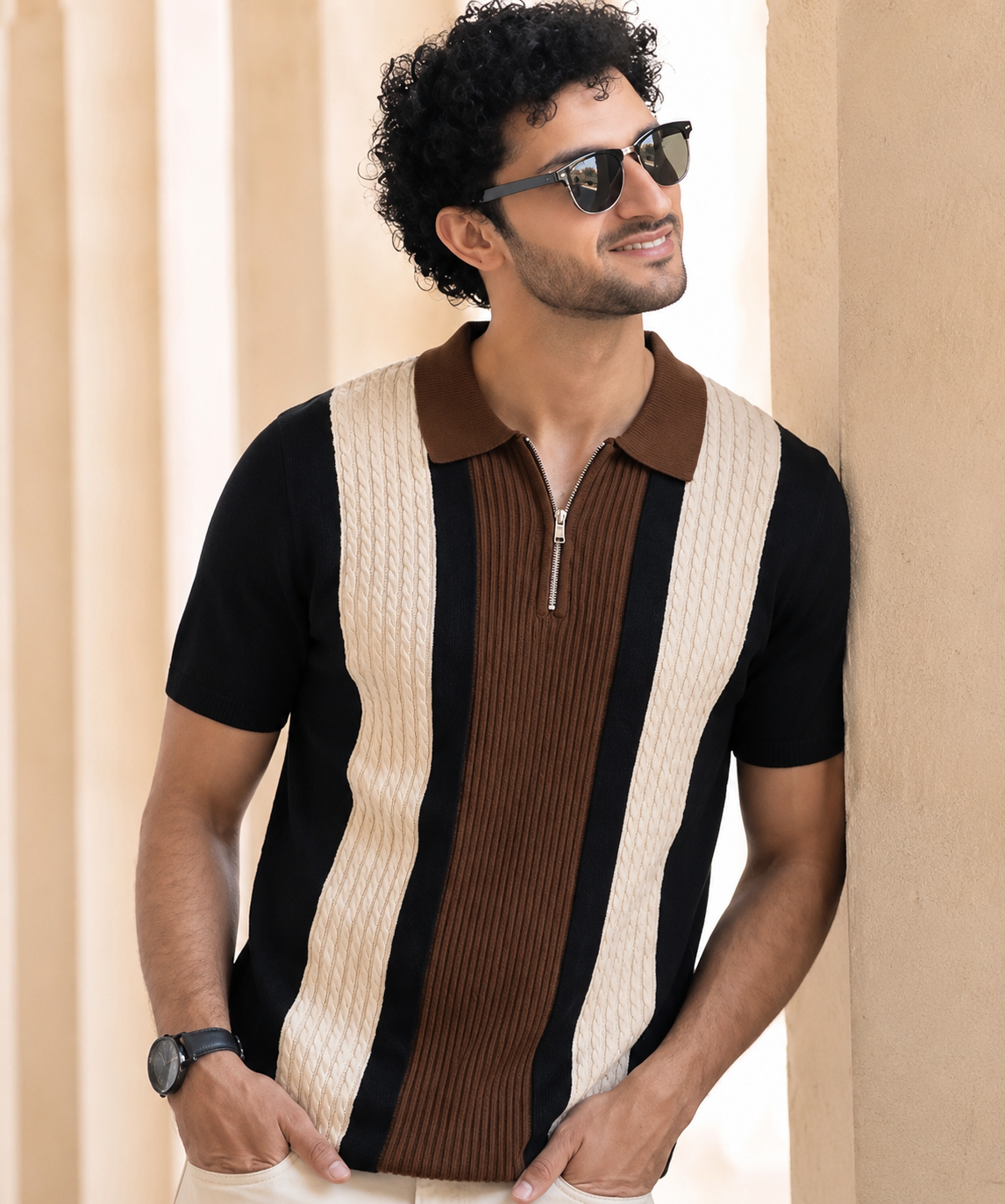 Premium Retro Knit Polo T-Shirt