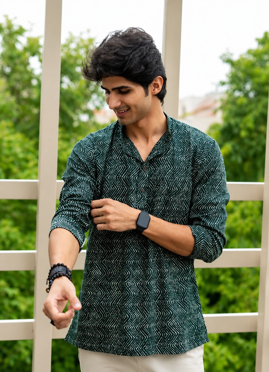 Men's Premium Printed Cotton Kurta