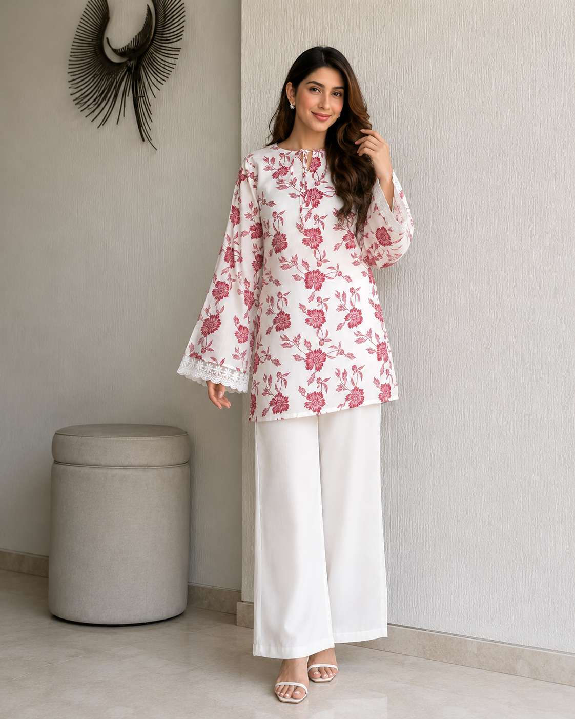 Floral Tie-Up Short Kurti 🌸