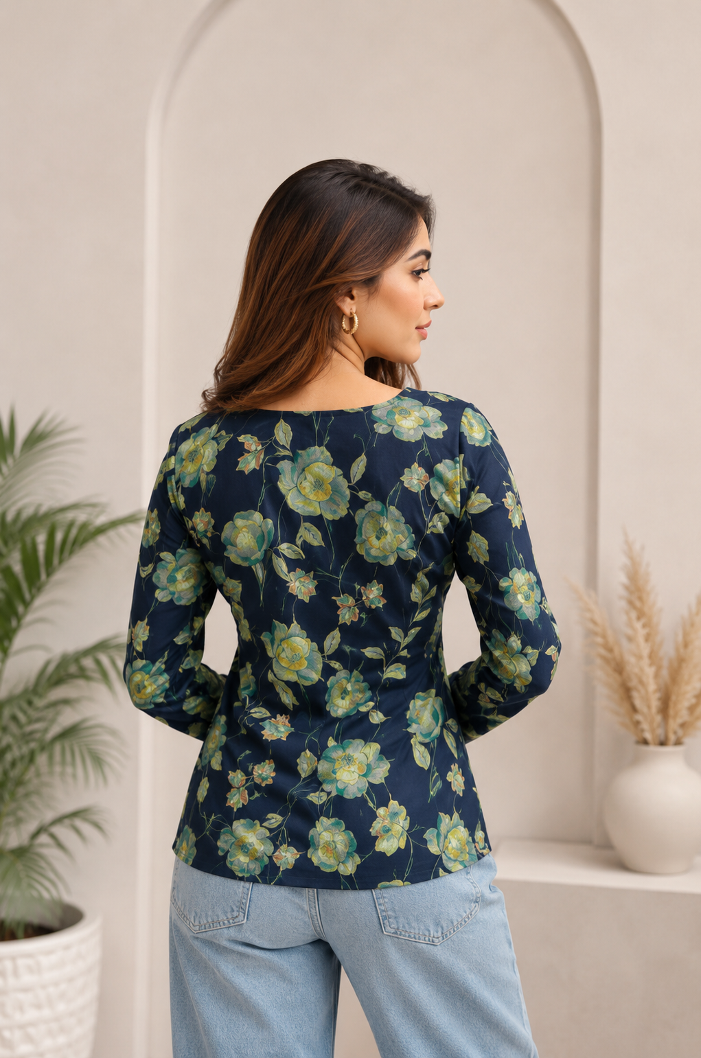 Midnight Floral Square Neck Top