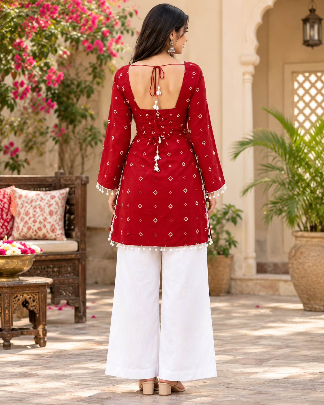Red Cotton Short Kurti