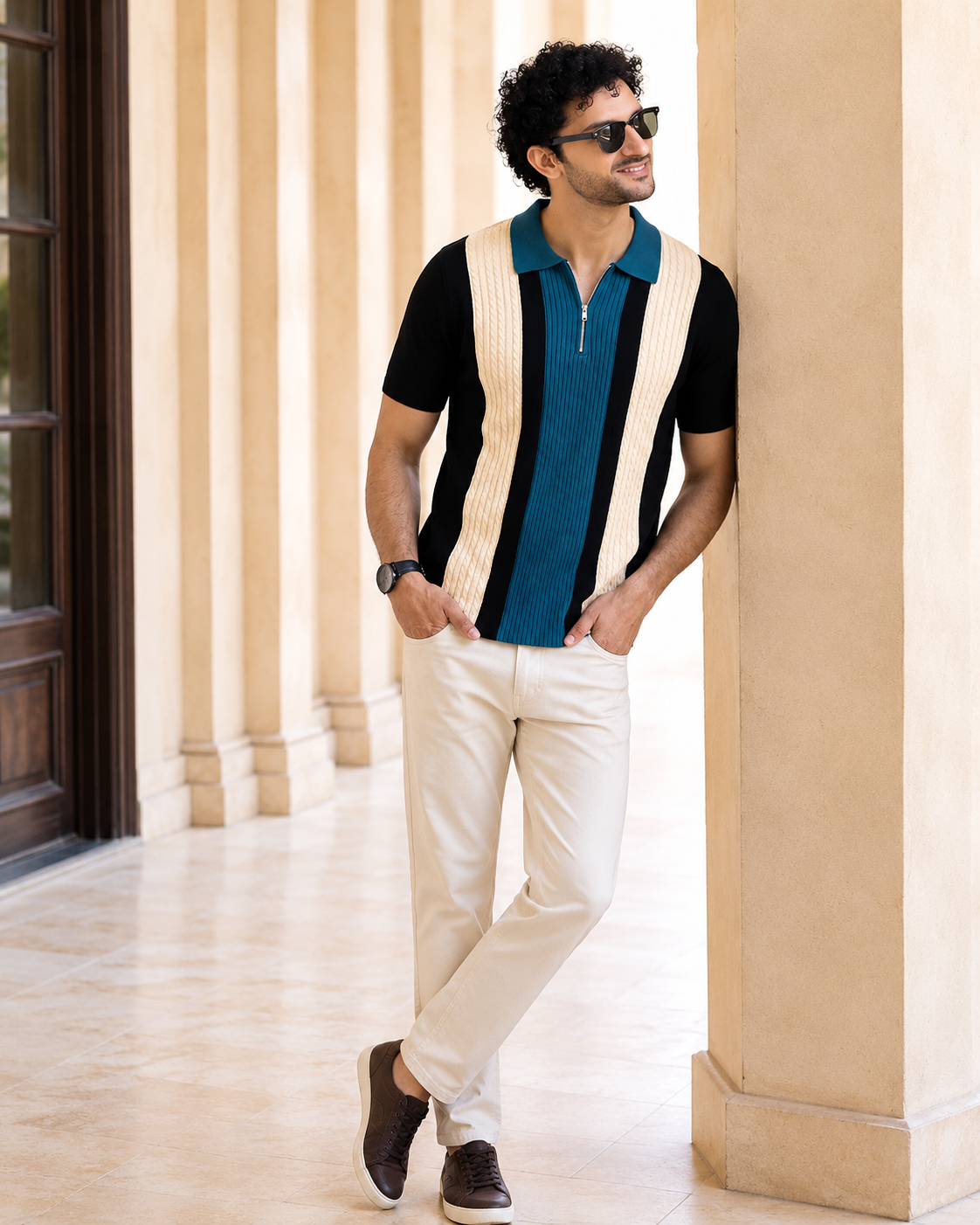 Premium Retro Knit Polo T-Shirt