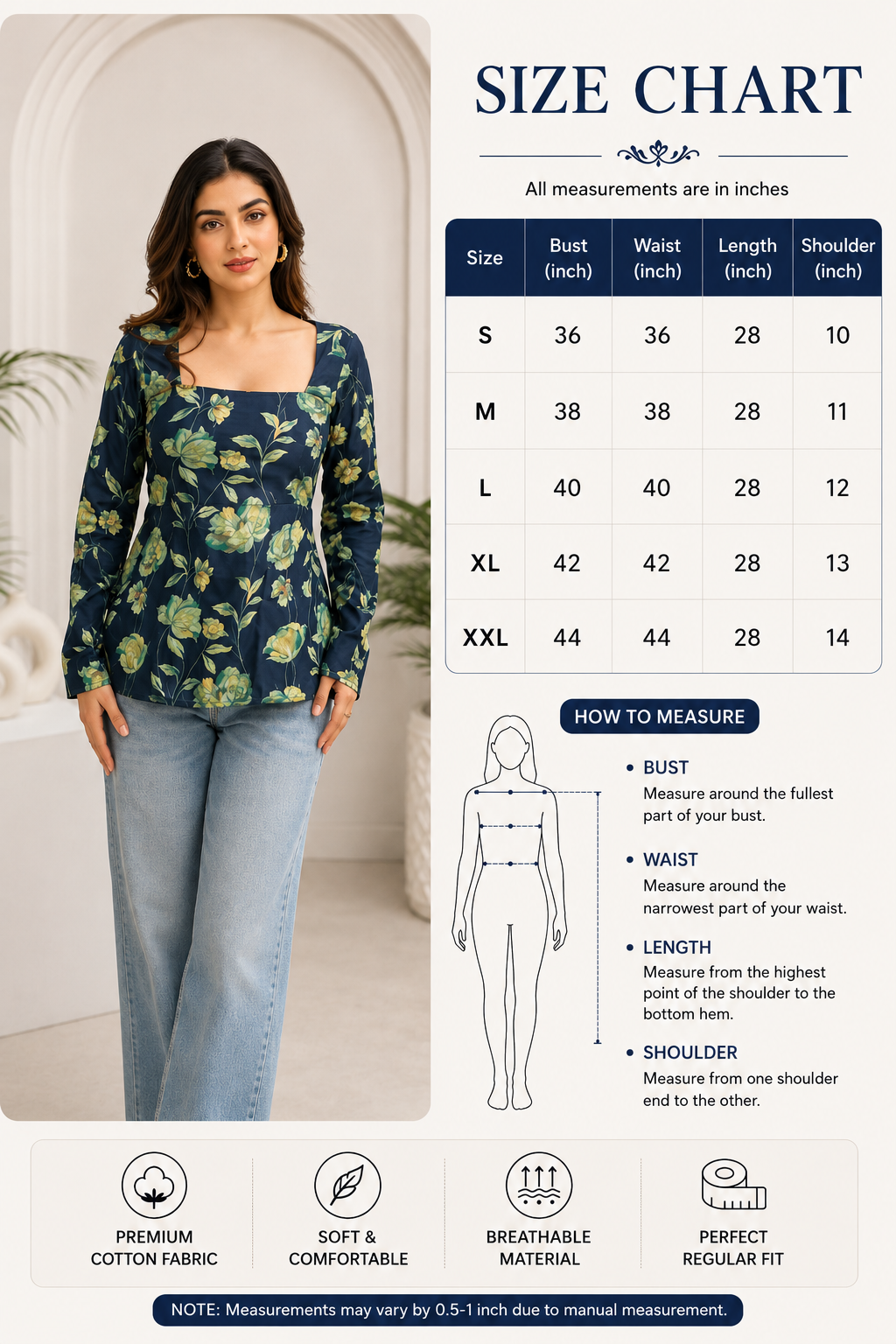 Midnight Floral Square Neck Top
