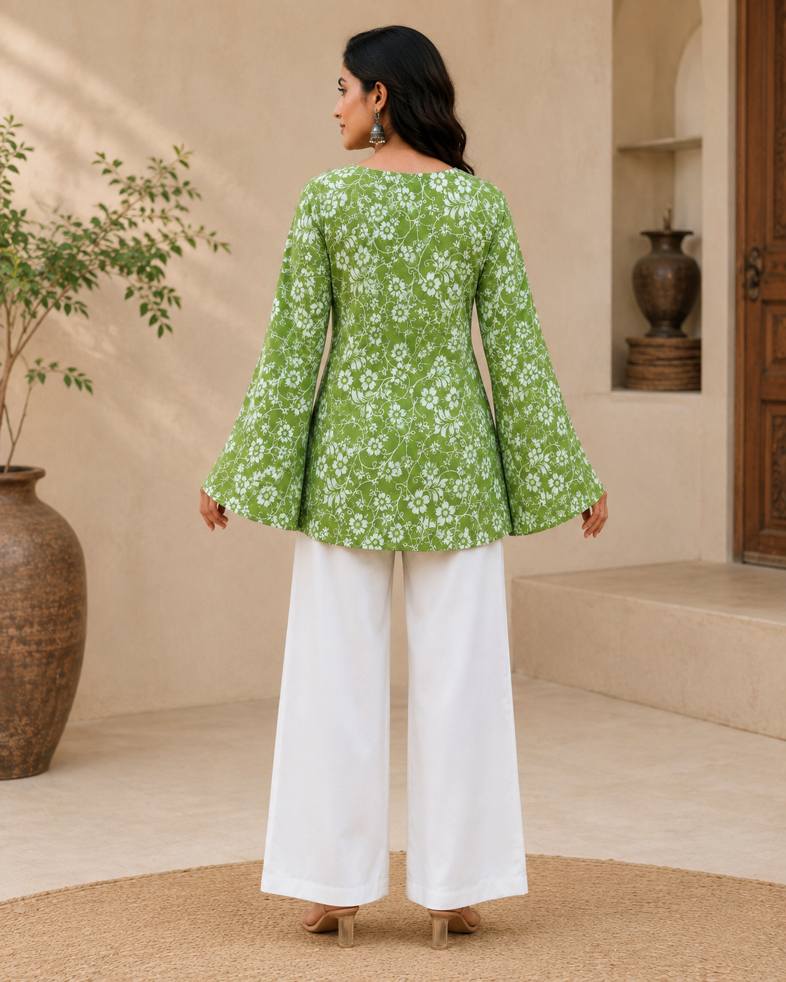 NEW ARRIVAL – Floral Flared Sleeve Tunic Kurti