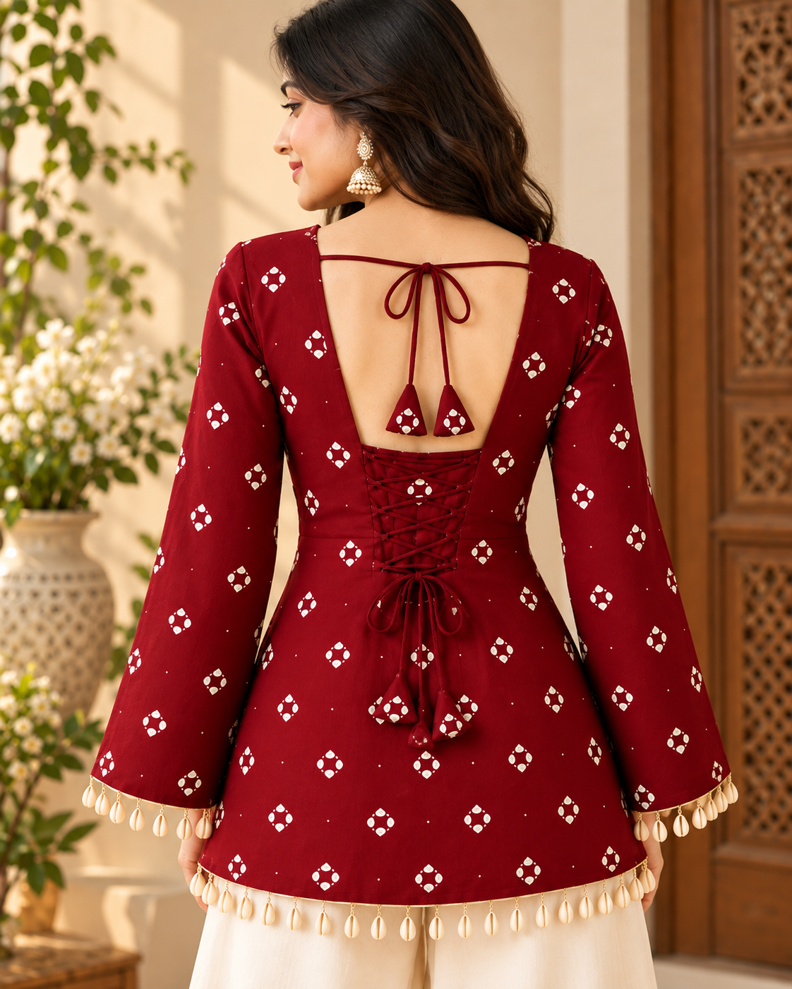 Maroon Printed Cotton Kurti