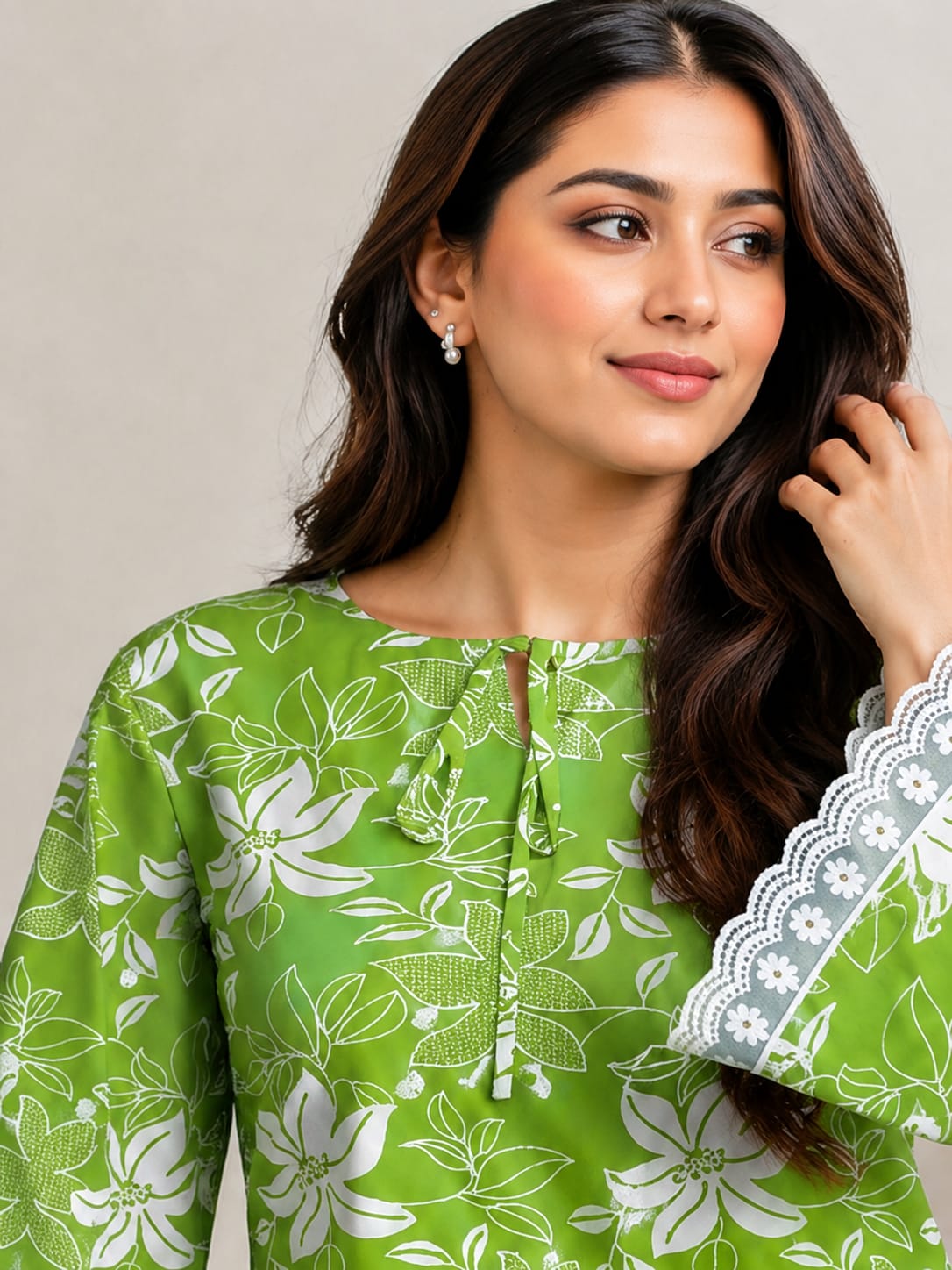 Green Bloom Lace Top