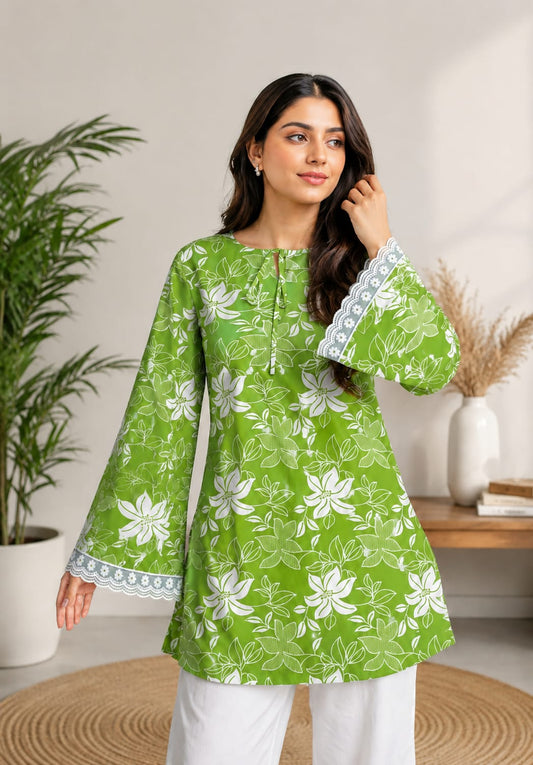 Green Bloom Lace Top