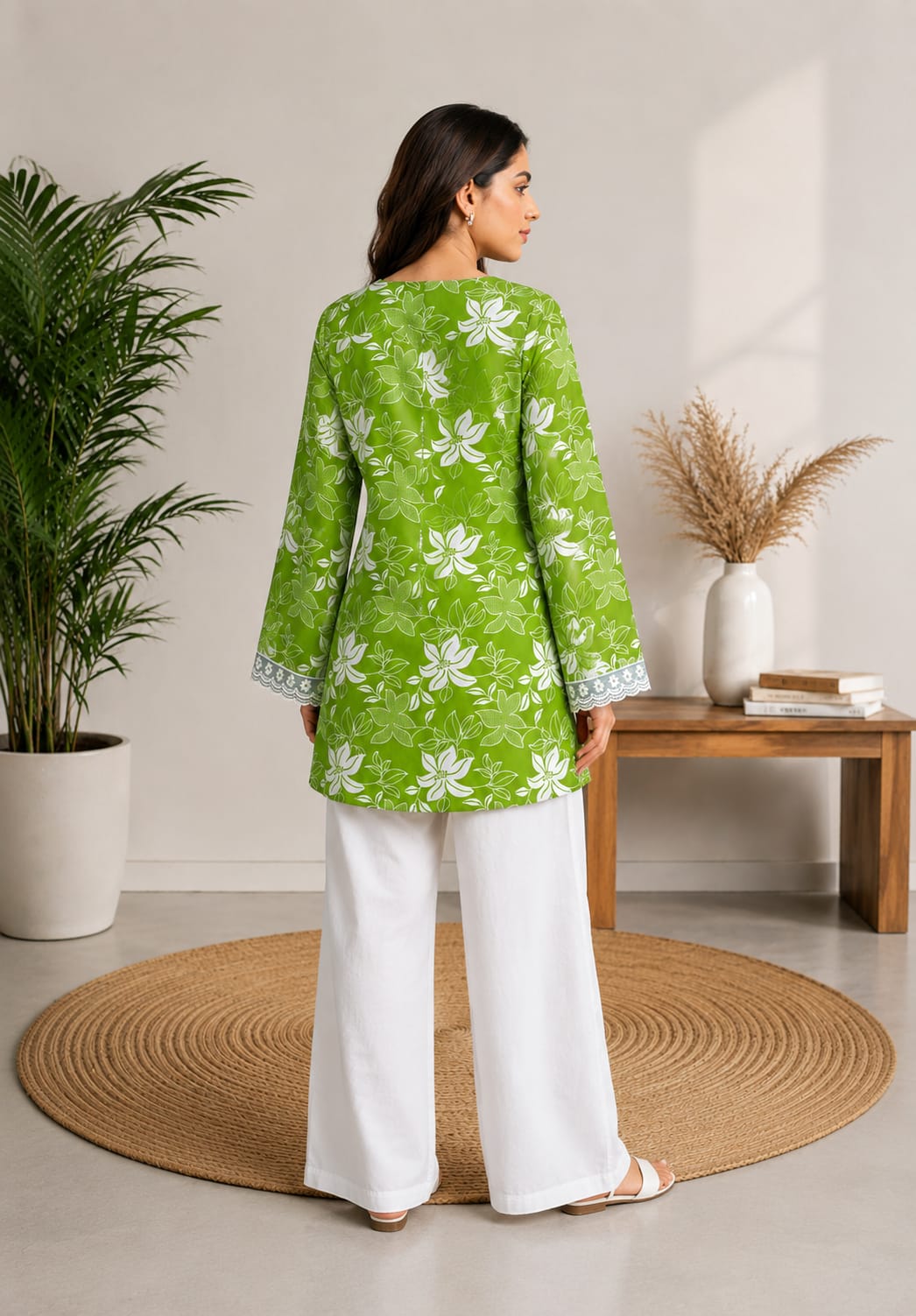 Green Bloom Lace Top