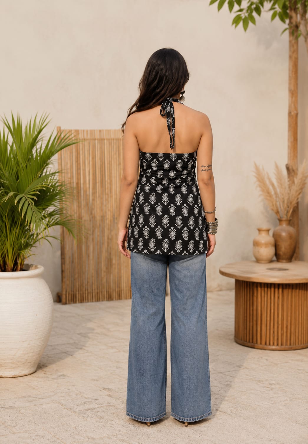 Black Halter Neck Printed Top – Your New Statement Piece