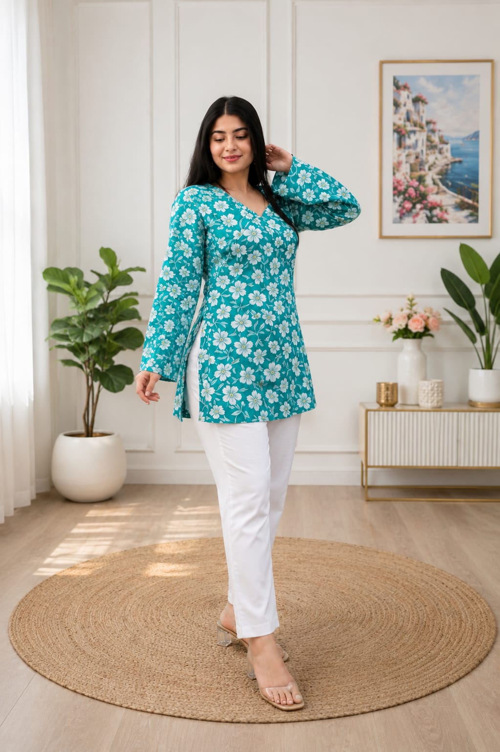 Bloom Lace Back Short Kurti