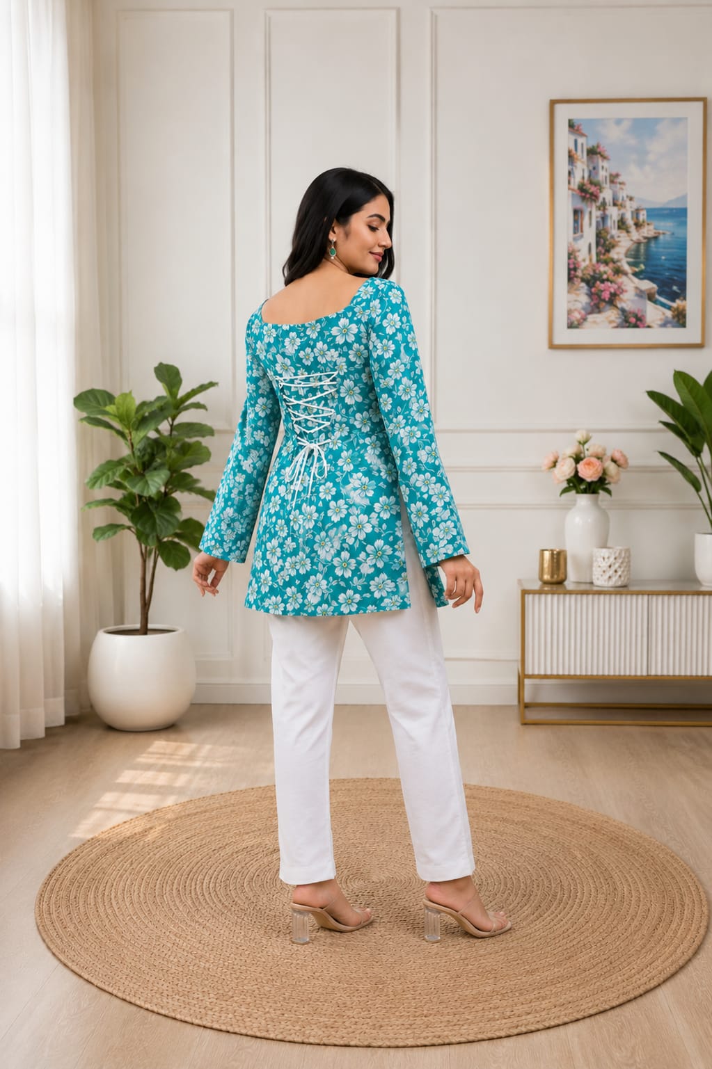 Bloom Lace Back Short Kurti