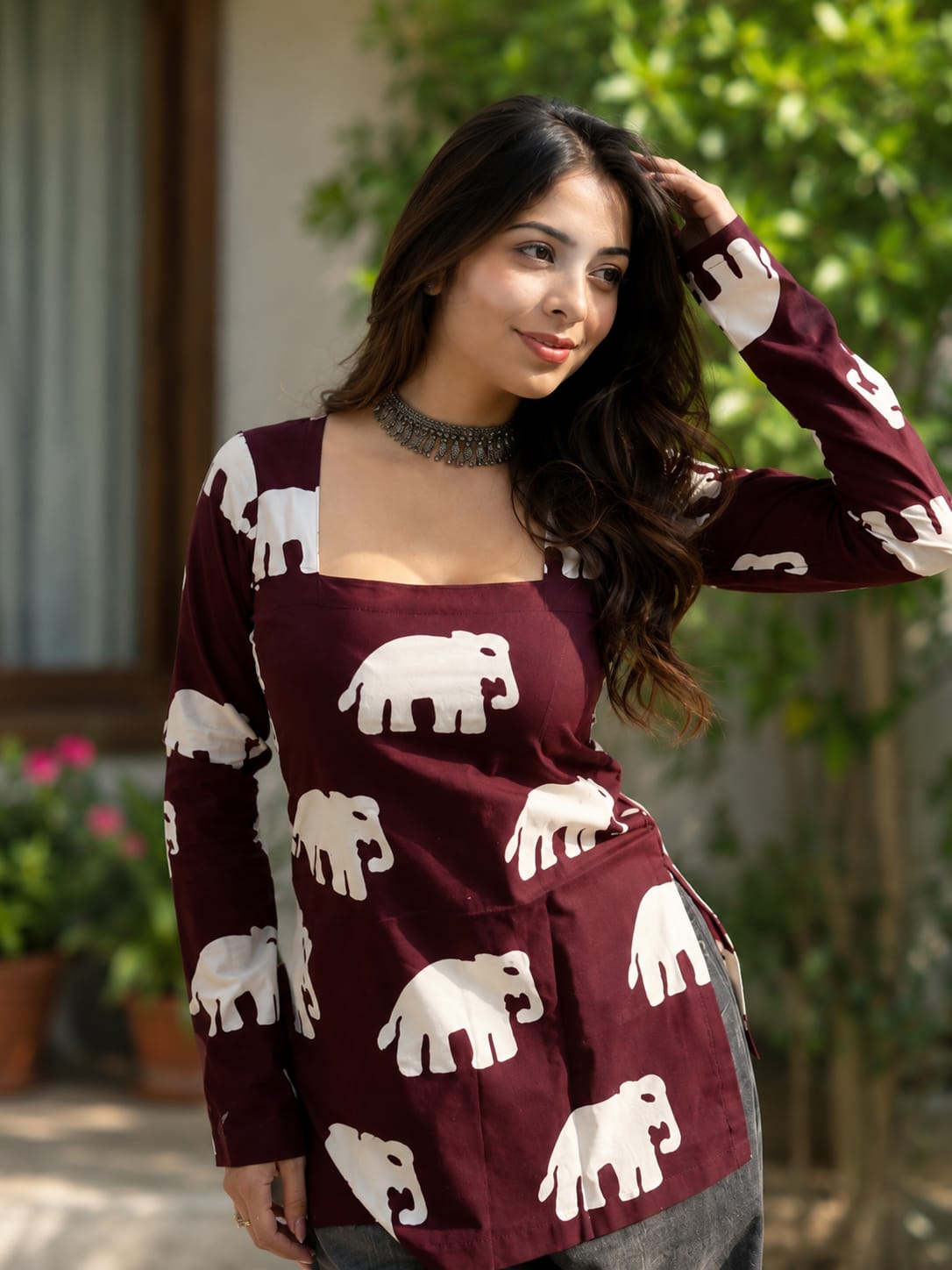 Elephant Print Trendy Top