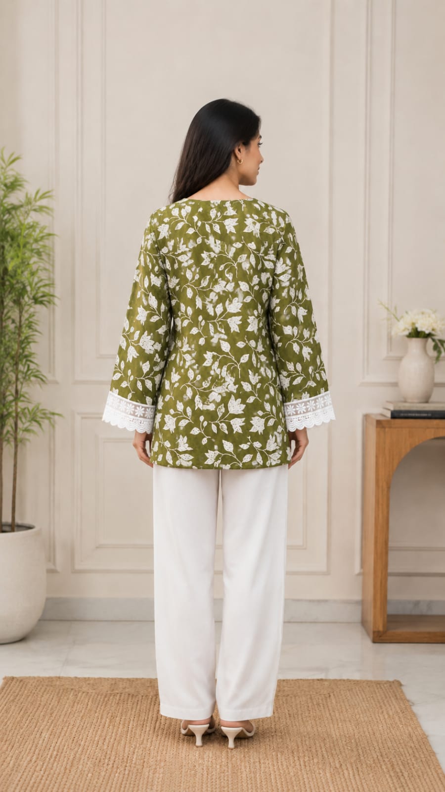 Olive Bloom Lace Top
