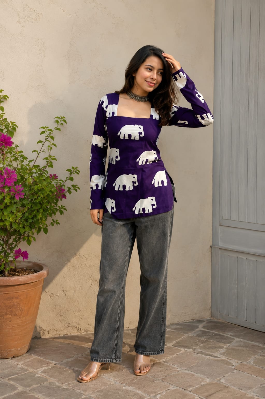 Elephant Print Trendy Top