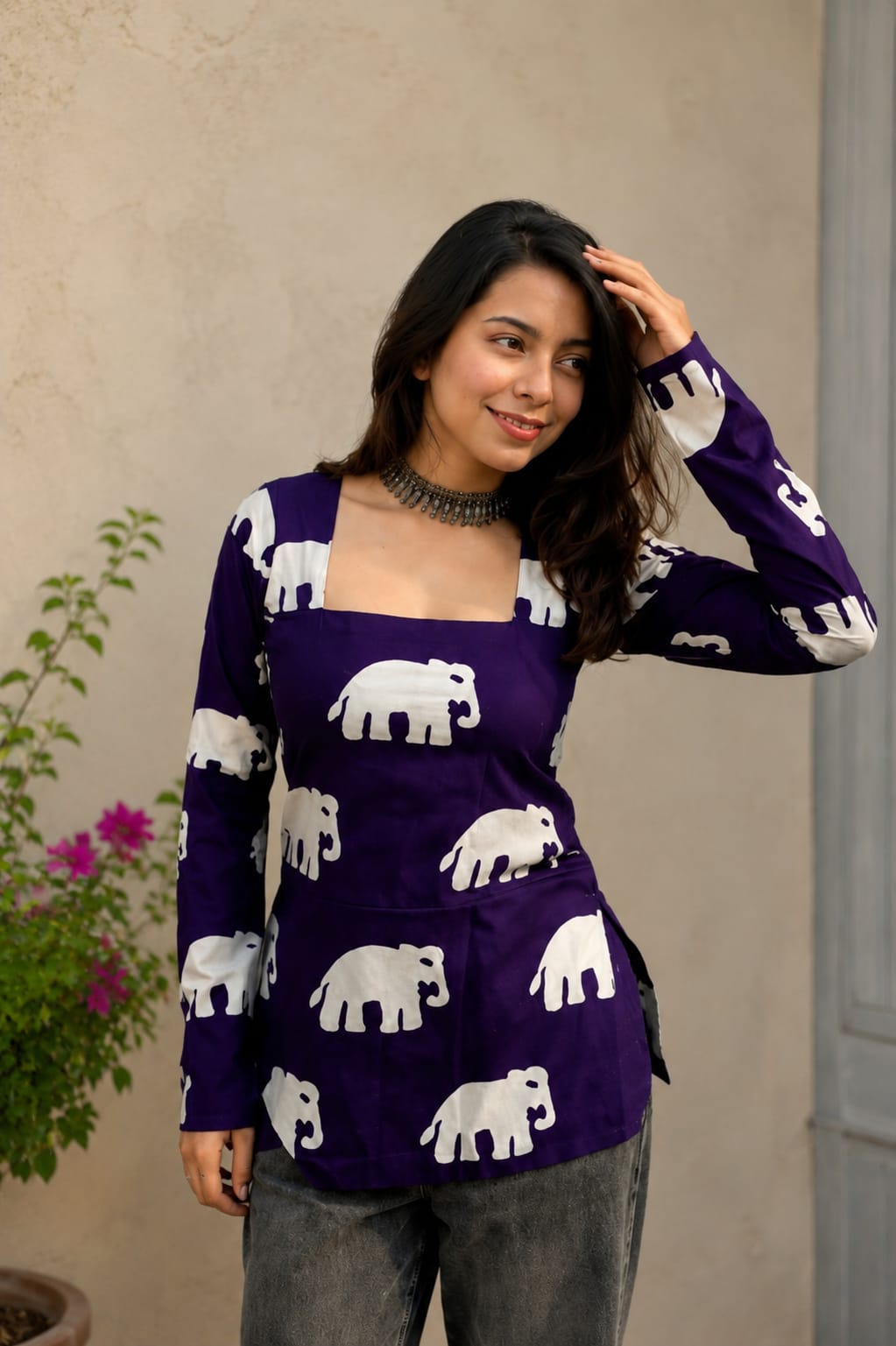 Elephant Print Trendy Top