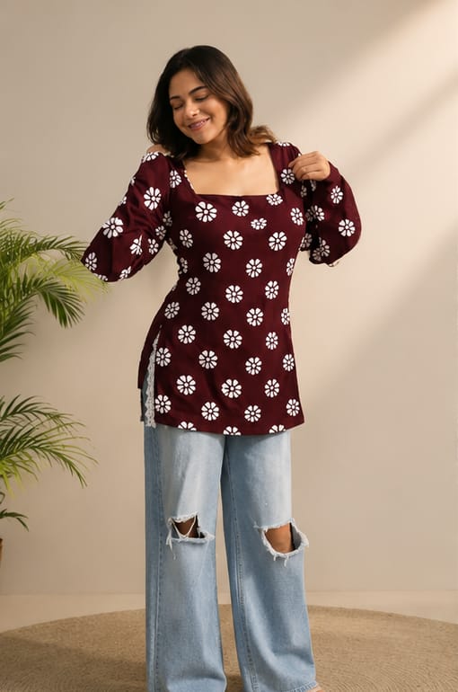 Daisy Square Neck Top