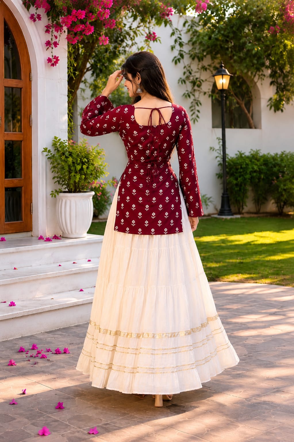 Wine Blossom Ethnic Short Kurti