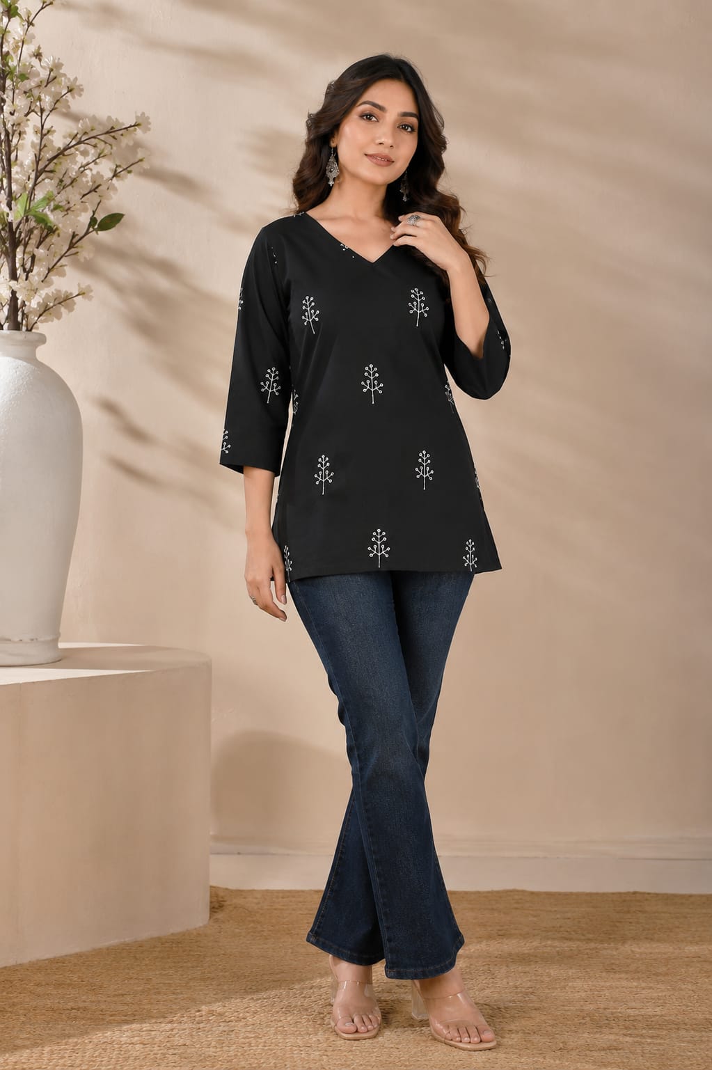 Midnight Elegance Printed Top