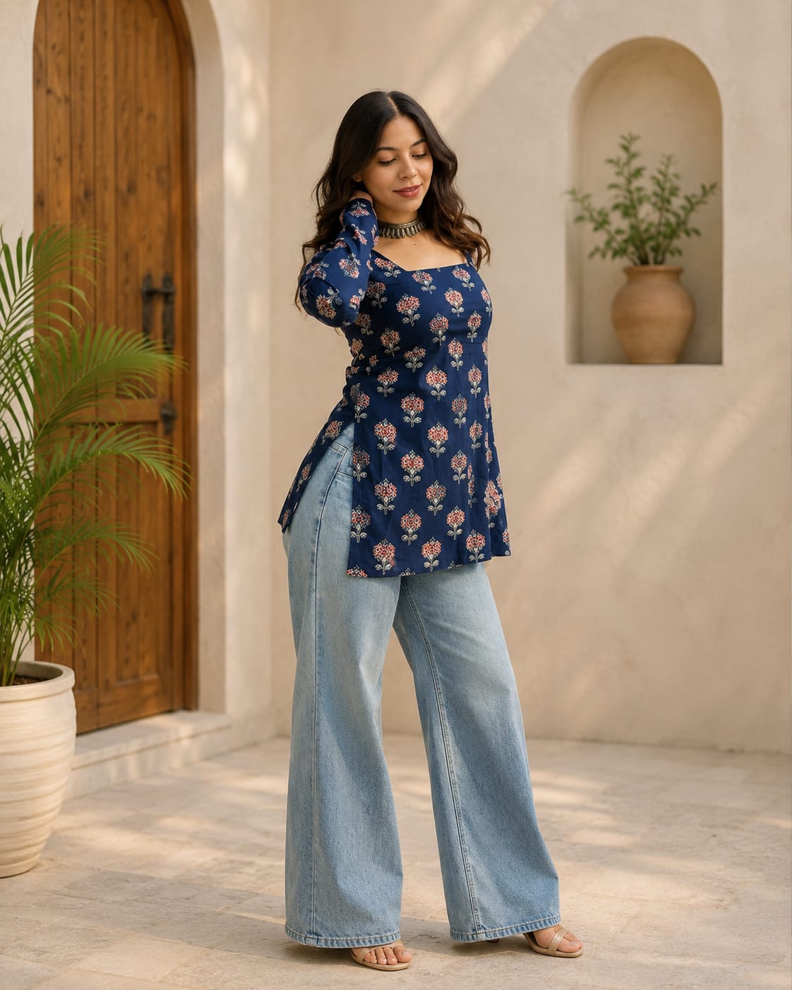 Midnight Bloom Printed Top