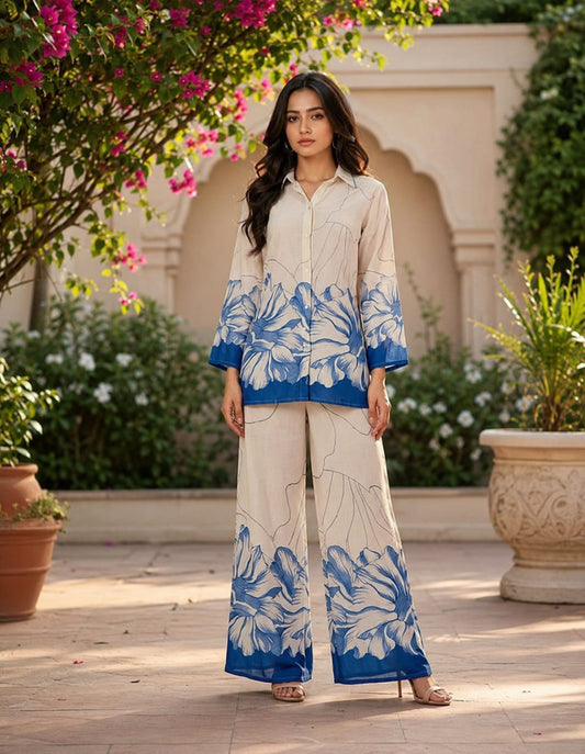 Royal Blue Bloom Co-Ord Set