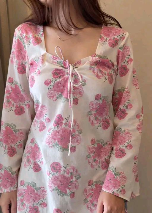 Floral Tie-Up Short Kurti 🌸