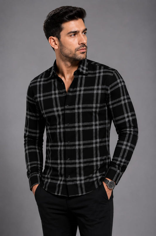 Black Premium Checks Shirt