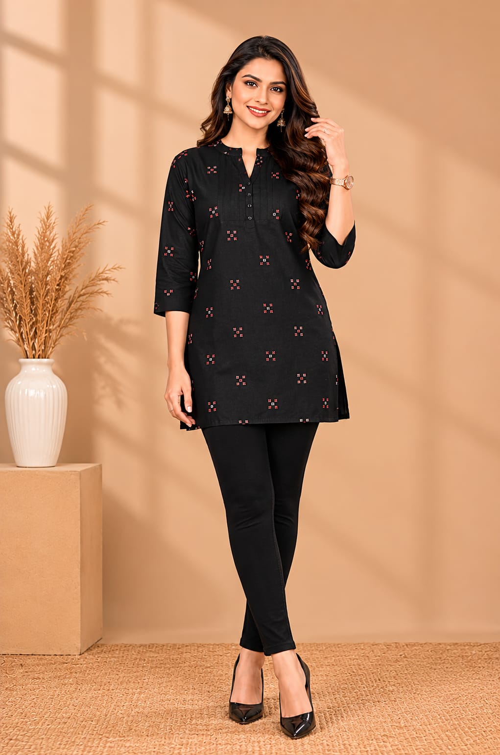 Couple Combo Black  Shirt & Kurti Set