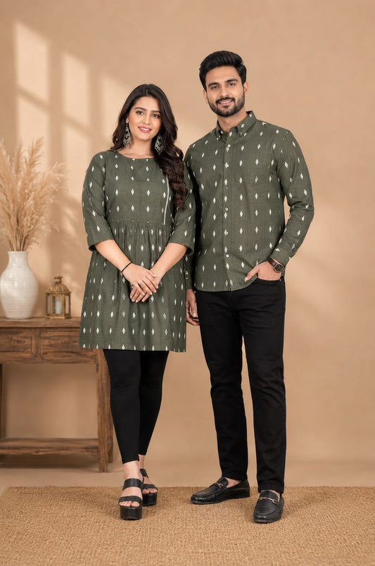 Olive Green Couple Combo Set