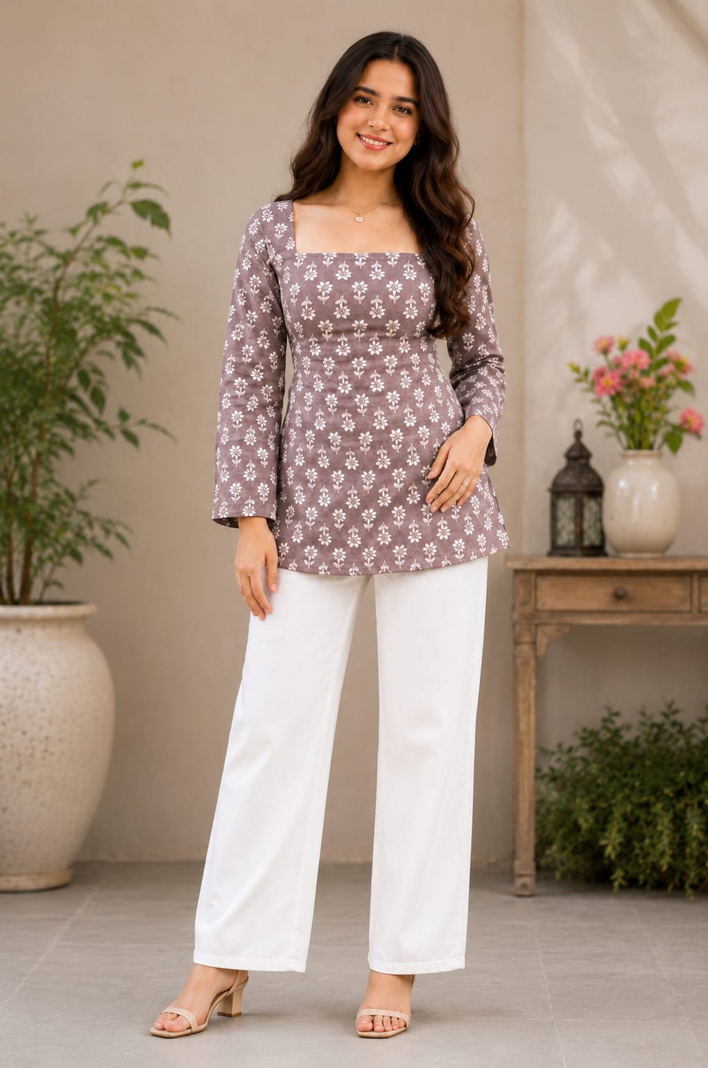 Exclusive Floral Cotton Short Kurti