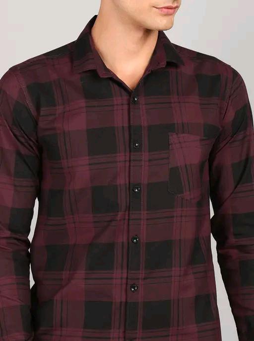 Premium Maroon & Black Checkered Cotton Shirt