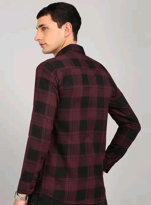 Premium Maroon & Black Checkered Cotton Shirt