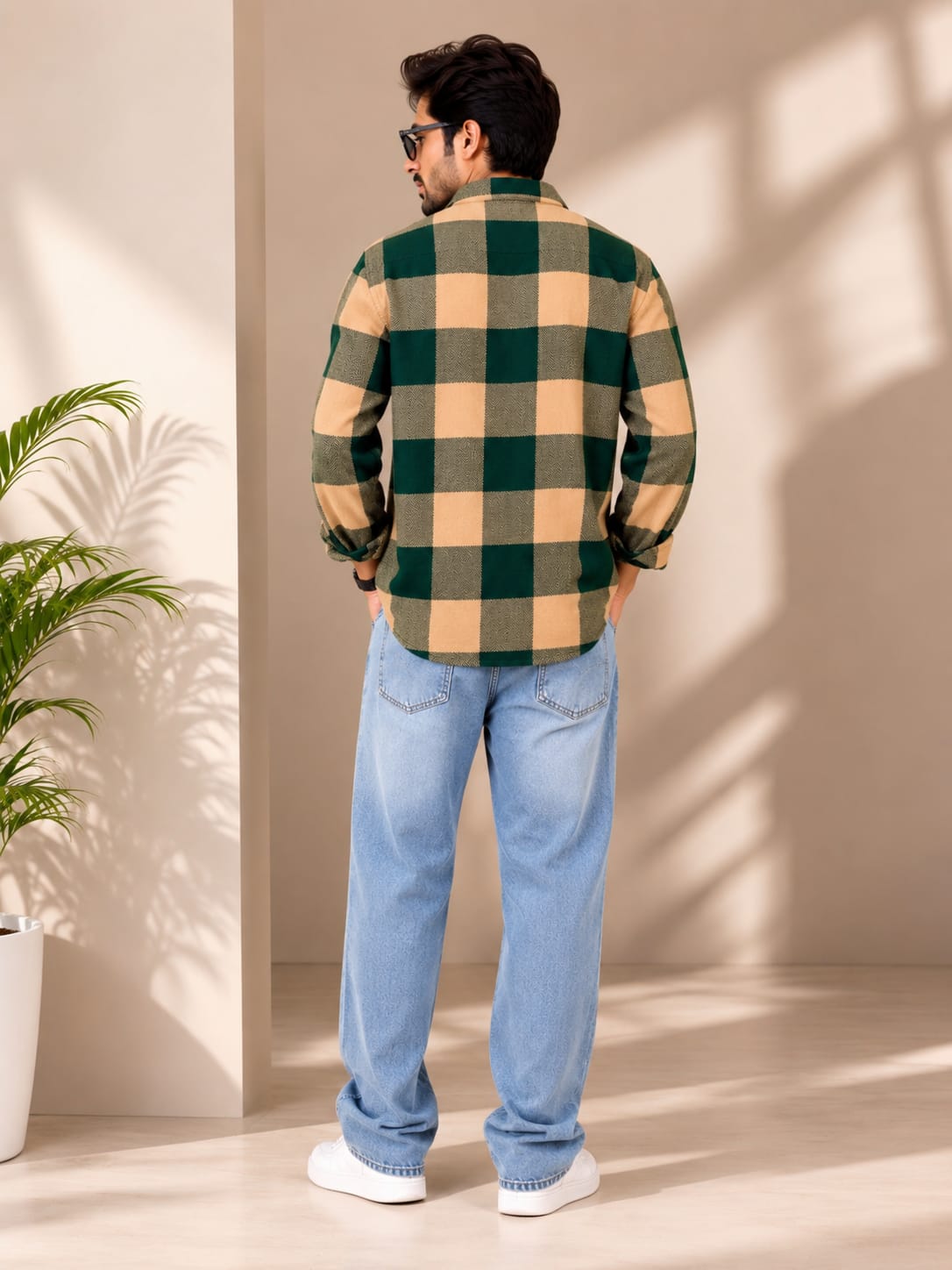 Men's Premium Green Checkered Casual Shirt