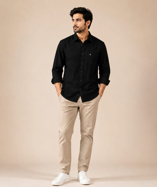 Men's Premium Solid Black Casual Shirt