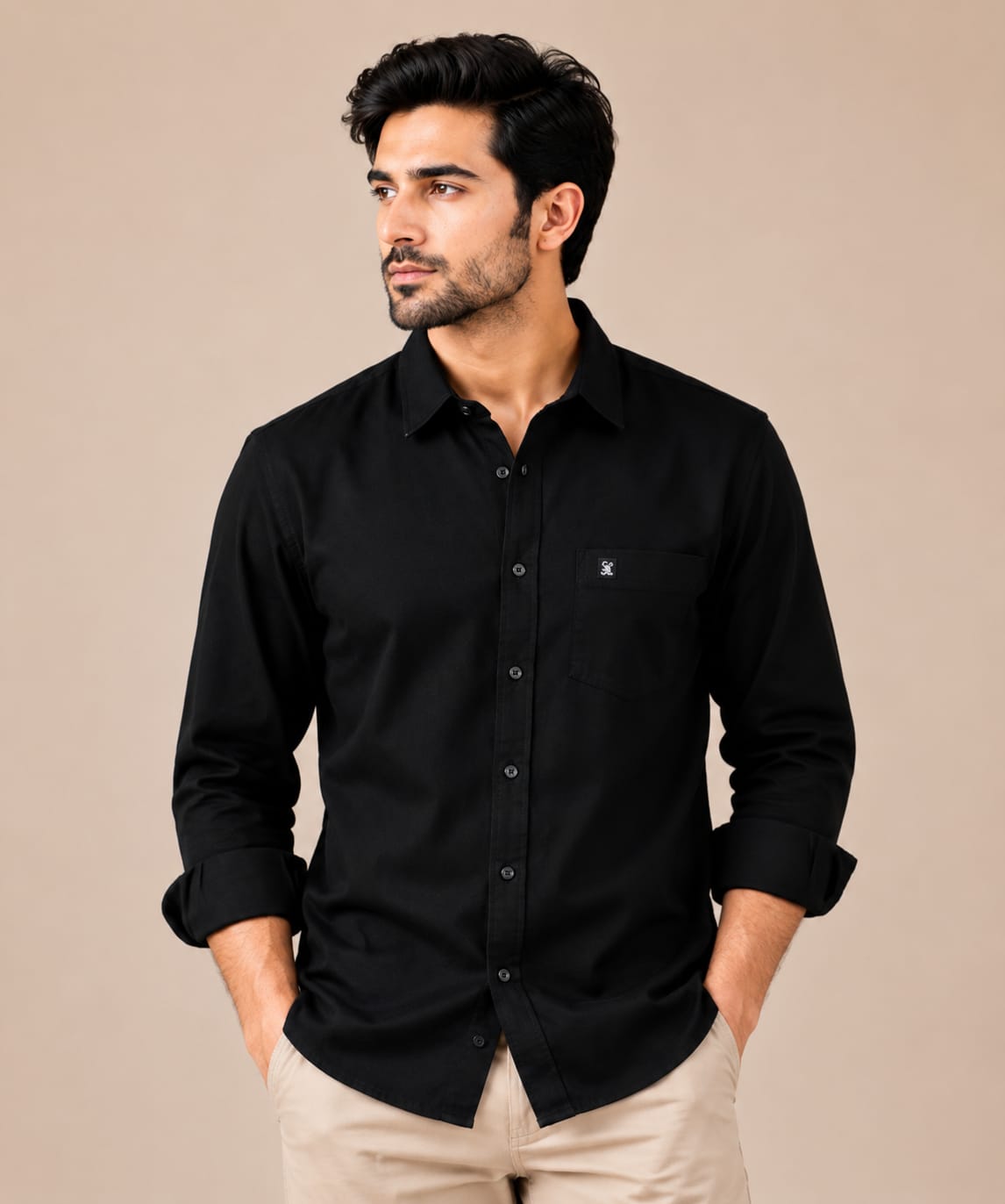 Men's Premium Solid Black Casual Shirt