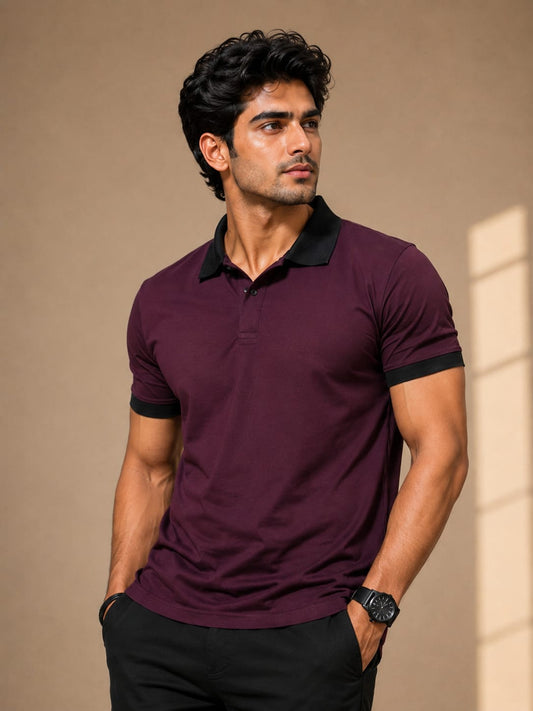 Premium Contrast Collar Polo T-Shirt