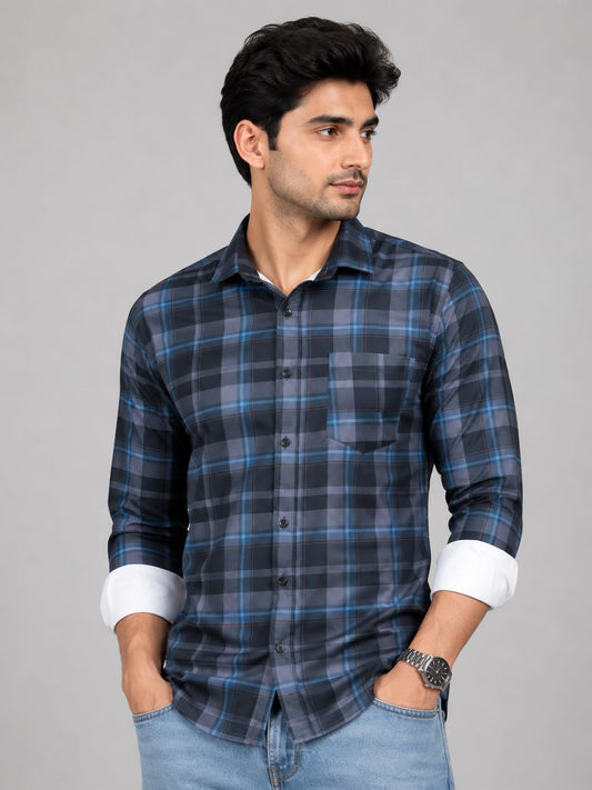 Premium Blue Checkered Casual Shirt