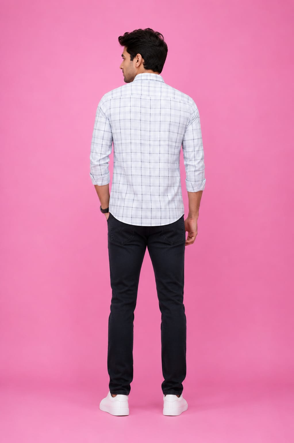 Premium White Checked Casual Shirt