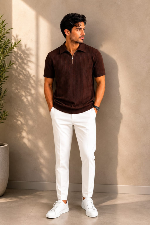 Premium Knit Zip Polo T-shirt