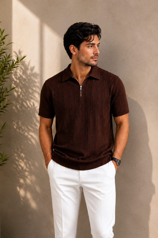 Premium Knit Zip Polo T-Shirt